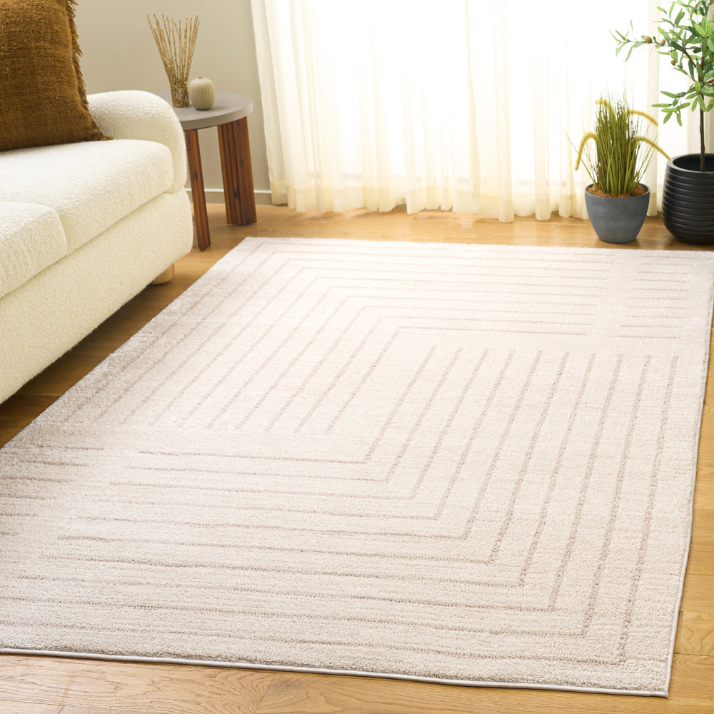 Safavieh Neptune Low-Pile Ivory & Grey Area Rug 5'3"X7'6" - Turkish Power-Loomed, Durable Soft Texture NPE876A-5