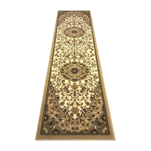 English Elm Mersin Collection Persian-Style Runner Rug - Durable Olefin with Jute Backing for Hallways & Living Spaces Ivory 2' x 7' NR-RG10-27-IV-GG