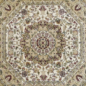 English Elm Mersin Collection Persian-Style Runner Rug - Durable Olefin with Jute Backing for Hallways & Living Spaces Ivory 7' Octagon NR-RG1883-77-IV-GG