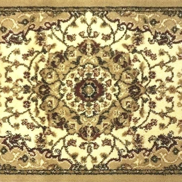 English Elm Mersin Collection Persian-Style Runner Rug - Durable Olefin with Jute Backing for Hallways & Living Spaces Ivory 2' x 3' NR-RG283-23-IV-GG