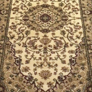 English Elm Mersin Collection Persian-Style Runner Rug - Durable Olefin with Jute Backing for Hallways & Living Spaces Ivory 3' x 15' NR-RG29-315-IV-GG
