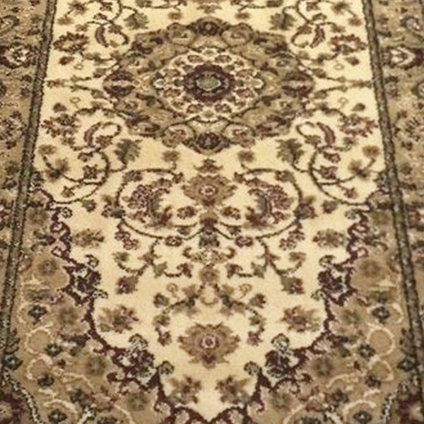 English Elm Mersin Collection Persian-Style Runner Rug - Durable Olefin with Jute Backing for Hallways & Living Spaces Ivory 3' x 15' NR-RG29-315-IV-GG