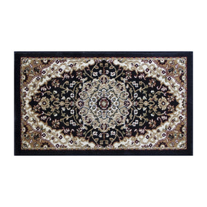 English Elm Mersin Collection Persian-Style Runner Rug - Durable Olefin with Jute Backing for Hallways & Living Spaces Black 2' x 3' NR-RGB401-23-BK-GG