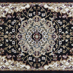 English Elm Mersin Collection Persian-Style Runner Rug - Durable Olefin with Jute Backing for Hallways & Living Spaces Black 2' x 3' NR-RGB401-23-BK-GG