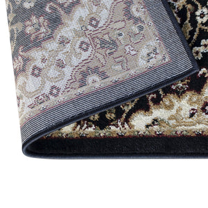 English Elm Mersin Collection Persian-Style Runner Rug - Durable Olefin with Jute Backing for Hallways & Living Spaces Black 2' x 3' NR-RGB401-23-BK-GG