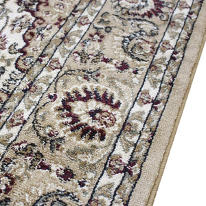 English Elm Mersin Collection Persian-Style Runner Rug - Durable Olefin with Jute Backing for Hallways & Living Spaces Ivory 7' Square NR-RGB401-77-IV-GG