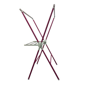 ORE International 51 Inch Folding Laundry Drying Rack with Three Sections and Detachable Shoe Shelf Pink NR515PNK