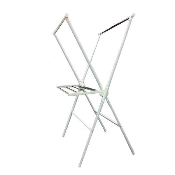 ORE International 51 Inch Folding Laundry Drying Rack with Three Sections and Detachable Shoe Shelf White NR515WHT