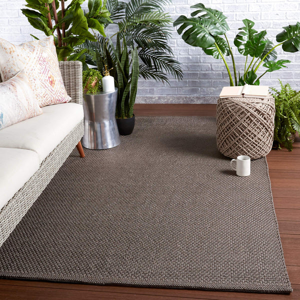 Jaipur Living Jaipur Living Kawela Solid Charcoal Handwoven Polyester Rug for Patios and Rooms RUG149590