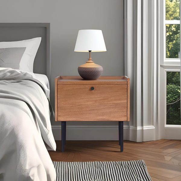 Origins Kyra Nightstand: Modern Style With Soft-close Drawer, Durable Construction & Convenient Storage Solution Chestnut Mahogany Solids & Gmelina Veneer Ns-04