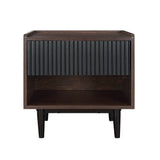 Manhattan Comfort Duane Mid-Century Modern Nightstand Dark Brown and Black NS-10GLF-BK