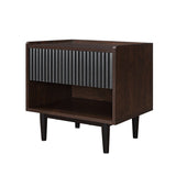 Manhattan Comfort Duane Mid-Century Modern Nightstand Dark Brown and Black NS-10GLF-BK