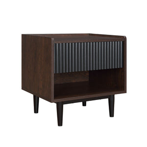 Manhattan Comfort Duane Mid-Century Modern Nightstand Dark Brown and Black NS-10GLF-BK