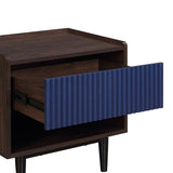 Manhattan Comfort Duane Mid-Century Modern Nightstand Dark Brown and Navy Blue NS-10GLF-NB