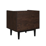 Manhattan Comfort Duane Mid-Century Modern Nightstand Dark Brown and Navy Blue NS-10GLF-NB