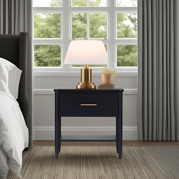 Origins Paola Nightstand: Sleek Design With Soft-close Drawer And Hidden Storage For A Modern Bedroom Look Black Mahogany Solids & Veneer Ns-16