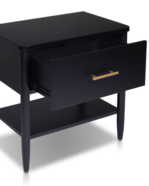 Origins Paola Nightstand: Sleek Design With Soft-close Drawer And Hidden Storage For A Modern Bedroom Look Black Mahogany Solids & Veneer Ns-16