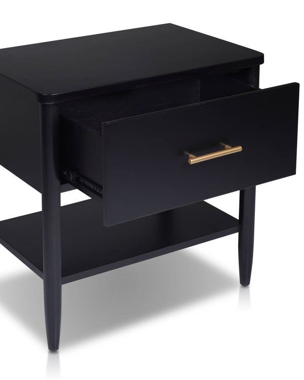 Origins Paola Nightstand: Sleek Design With Soft-close Drawer And Hidden Storage For A Modern Bedroom Look Black Mahogany Solids & Veneer Ns-16