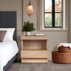 Origins Mona Nightstand: Elegant Storage Solution With Soft-close Drawer And Stylish Fixed Shelf Design Oak Mahogany Solids & Gmelina Veneer Ns-27