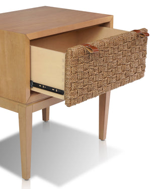Origins Roxanna Nightstand - Coastal-inspired Design With Seagrass Drawer And Soft-close Glides For Storage Natural Mahogany Solids & Gmelina Veneer Ns-29
