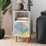 Retro Nightstand in White and Multi Color Red, Yellow, Blue NS-314AMC132 Manhattan Comfort