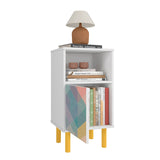 Retro Nightstand in White and Multi Color Red, Yellow, Blue NS-314AMC132 Manhattan Comfort