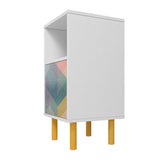 Retro Nightstand in White and Multi Color Red, Yellow, Blue NS-314AMC132 Manhattan Comfort