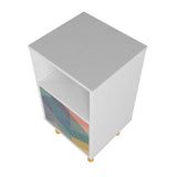 Retro Nightstand in White and Multi Color Red, Yellow, Blue NS-314AMC132 Manhattan Comfort