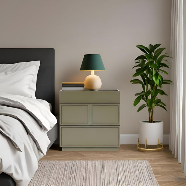 Origins Luca Nightstand: Stylish Storage Solution With Soft-close Drawers And Charming Colorful Finish Olive Green Mahogany Solids & Veneer Ns-31grn