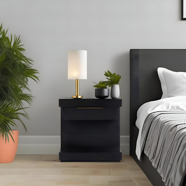 Origins Xavier Nightstand: Modern Sophistication With Soft-close Glides, Ample Storage & Minimalist Design Black Mahogany Solids & Gmelina Veneer Ns-33