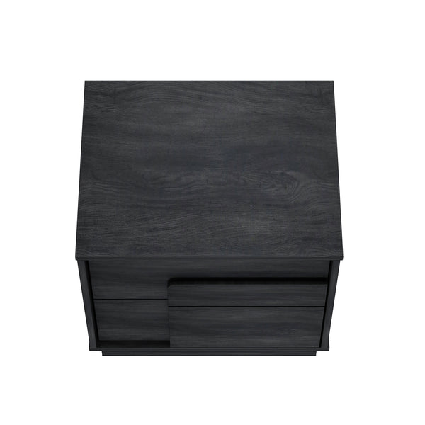 Manhattan Comfort Horizon Nightstand - Elegant Minimalist Design With Spacious Drawers And Easy No-tool Assembly Charcoal Grey Mdp Ns003-gy