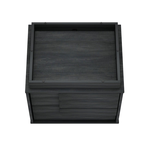 Manhattan Comfort Horizon Nightstand - Elegant Minimalist Design With Spacious Drawers And Easy No-tool Assembly Charcoal Grey Mdp Ns003-gy