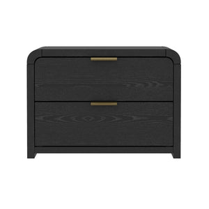 Manhattan Comfort Grace Modern 28" Nightstand - Elegant Storage Solution For A Serene And Stylish Bedroom Retreat Black And Gold Mdf Ns007-gbk