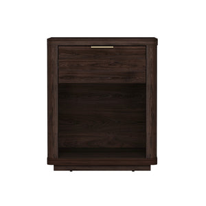 Manhattan Comfort Evelyn Elegant Modern Nightstand With Full Extension Drawer For Timeless Bedroom Serenity Brown Mdf Ns011-br