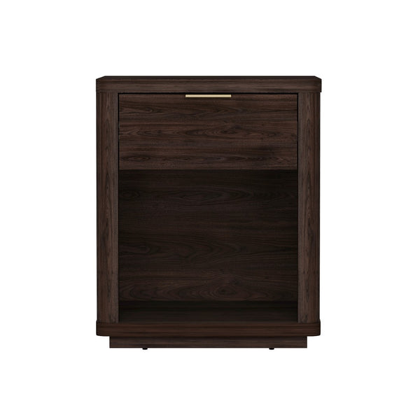 Manhattan Comfort Evelyn Elegant Modern Nightstand With Full Extension Drawer For Timeless Bedroom Serenity Brown Mdf Ns011-br