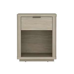 Manhattan Comfort Evelyn Elegant Modern Nightstand With Full Extension Drawer For Timeless Bedroom Serenity Natural Mdf Ns011-na
