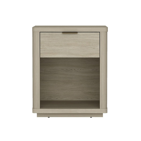 Manhattan Comfort Evelyn Elegant Modern Nightstand With Full Extension Drawer For Timeless Bedroom Serenity Natural Mdf Ns011-na