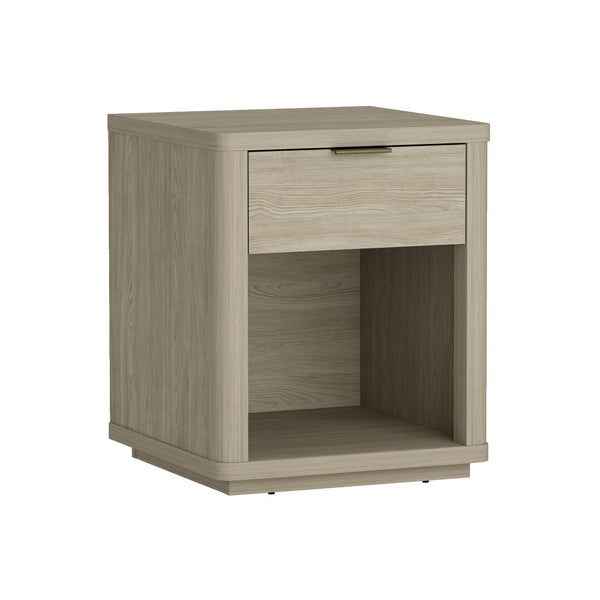 Manhattan Comfort Evelyn Elegant Modern Nightstand With Full Extension Drawer For Timeless Bedroom Serenity Natural Mdf Ns011-na