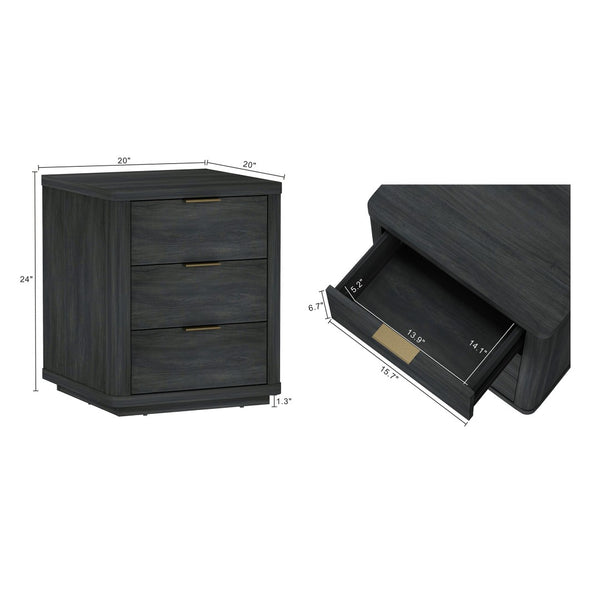 Manhattan Comfort Evelyn Elegant Modern Nightstand With Full Extension Drawer For Timeless Bedroom Serenity Charcoal Grey Mdf Ns013-ch