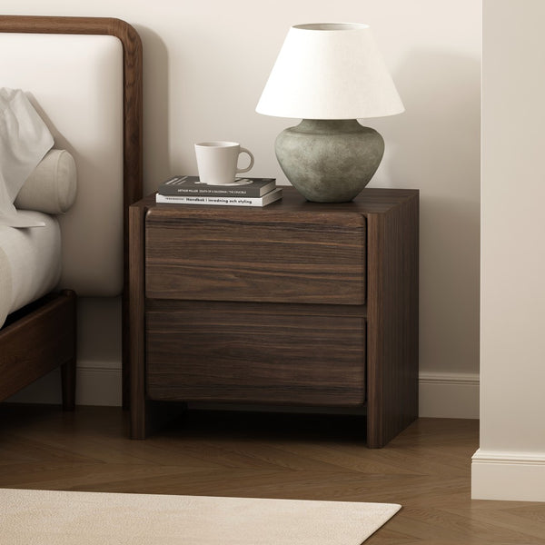 Manhattan Comfort Linda Modern Nightstand With 2 Drawers – Elegant Storage Solution For Bedrooms And Living Areas Walnut Brown Mdp Ns015-br