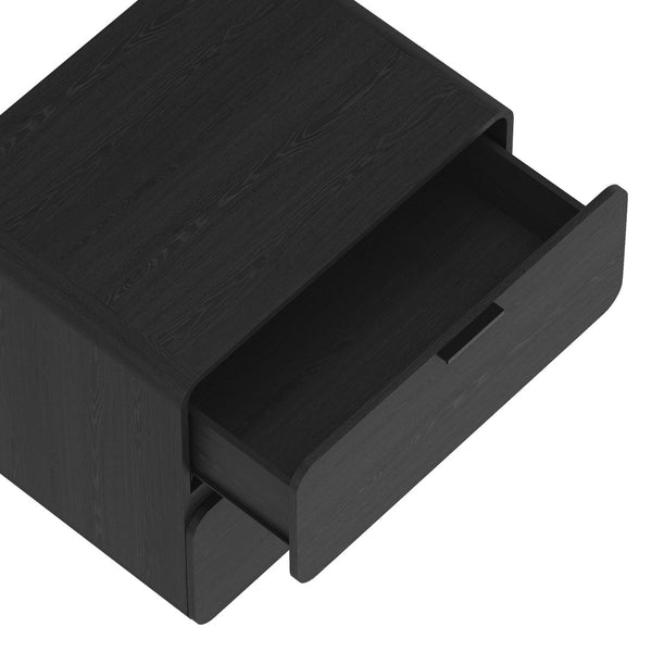 Manhattan Comfort Chrystie Contemporary Modern 26" Nightstand With Soft Curves And Spacious Drawers For Serenity Black Mdp Ns016-bk