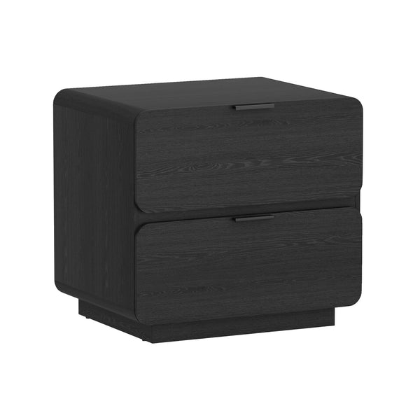 Manhattan Comfort Chrystie Contemporary Modern 26" Nightstand With Soft Curves And Spacious Drawers For Serenity Black Mdp Ns016-bk