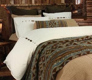 Hiend Accents Canyon Crest Duvet Cover - Elegant Aztec Embroidery For Rustic Charm In Any Bedroom Decor Style Cream Face, 100% Polyester,Back, 100% Cotton. Ns3550du-fl-oc
