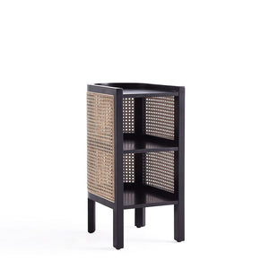 Versailles End Table in Black and Natural Cane NSCA01-BK Manhattan Comfort