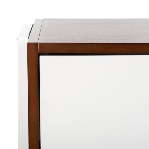 Safavieh Winchester Nightstand - Mid-Century Modern Design With Walnut Finish & White A-Frame Accents, 2 Drawers NST1400B