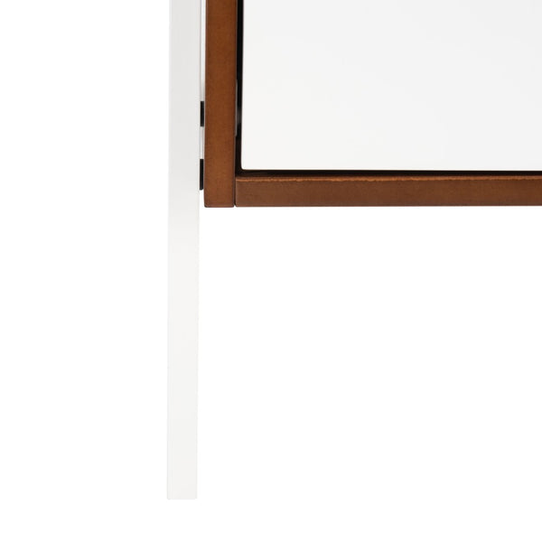 Safavieh Winchester Nightstand - Mid-Century Modern Design With Walnut Finish & White A-Frame Accents, 2 Drawers NST1400B