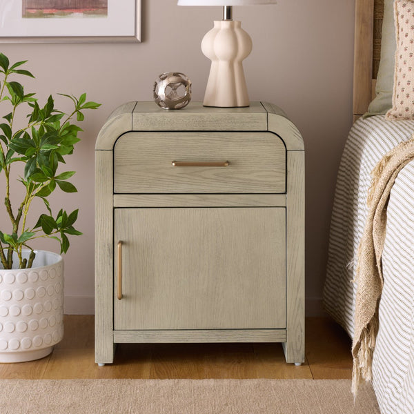 Safavieh Amika Nightstand In White Wash - Rustic Acacia Wood With Spacious Storage & Timeless Style Charm White Washed Accacia,Plywood Nst2401a