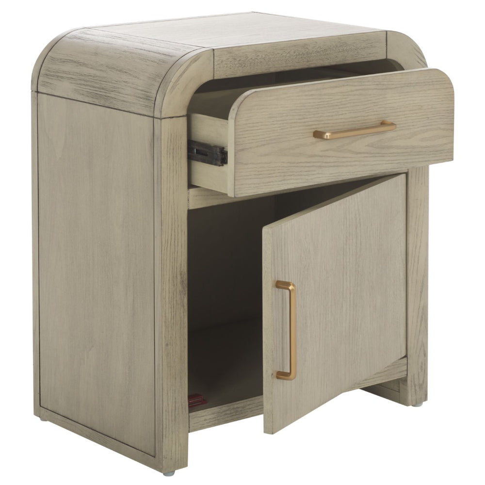 Safavieh Amika Rustic White Wash Nightstand With Drawer And Open Cubby For Minimalist Bedroom Storage Solutions NST2401A