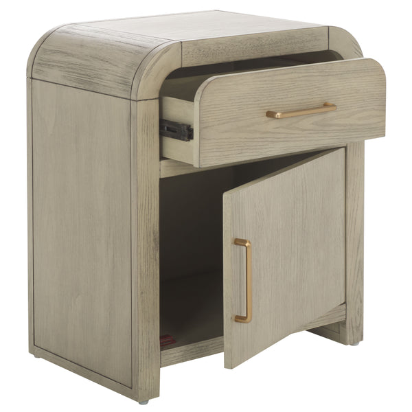 Safavieh Amika Nightstand In White Wash - Rustic Acacia Wood With Spacious Storage & Timeless Style Charm White Washed Accacia,Plywood Nst2401a