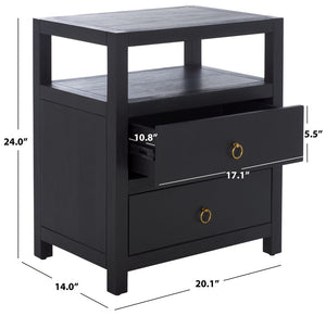 Safavieh Amisa Nightstand – Elegant Acacia Veneer Design For Organized Bedroom Essentials And Timeless Style Black NST2402B
